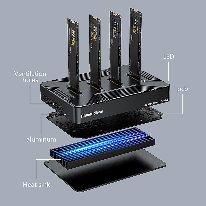 8Tb M2 Nvme Ssd - Stacja dokująca Blueendless 4 bay m2