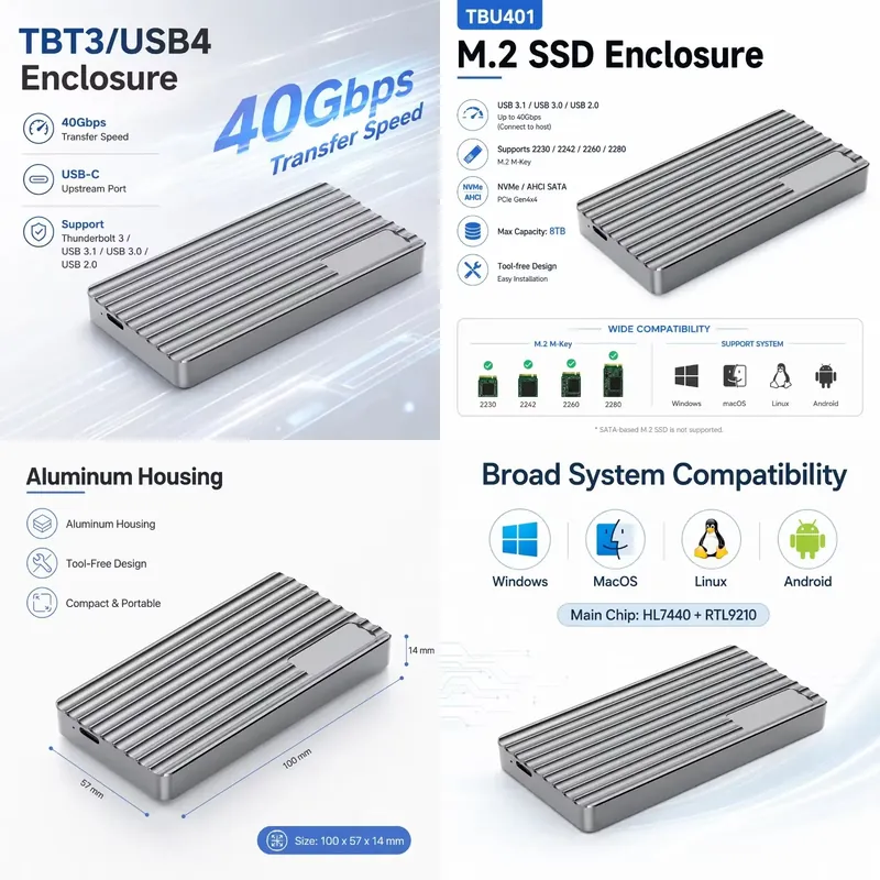 Obudowa aluminiowa AP01 dla dy – Usb4 40Gbps External Ssd 8Tb recenzja i cena