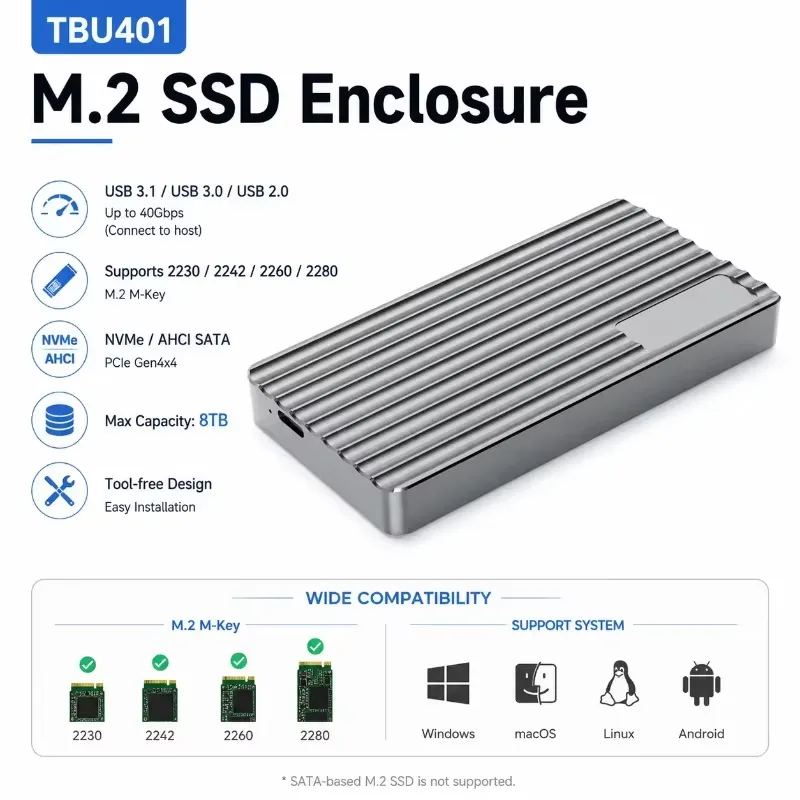 Obudowa aluminiowa AP01 dla dy – Usb4 40Gbps External Ssd 8Tb recenzja i cena
